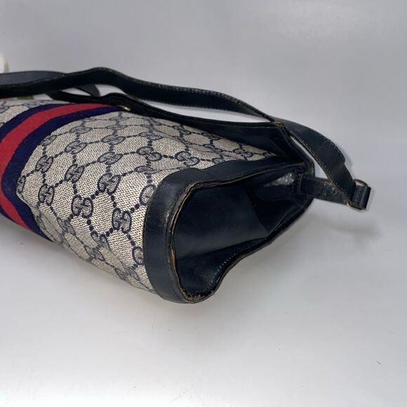 Authentic GUCCI Blue Web Ophidia Front Flap Shoulder Bag Crossbody - Picture 7 of 12